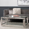 Colton Contemporary Stainless Steel And Glass Coffee Table Picture