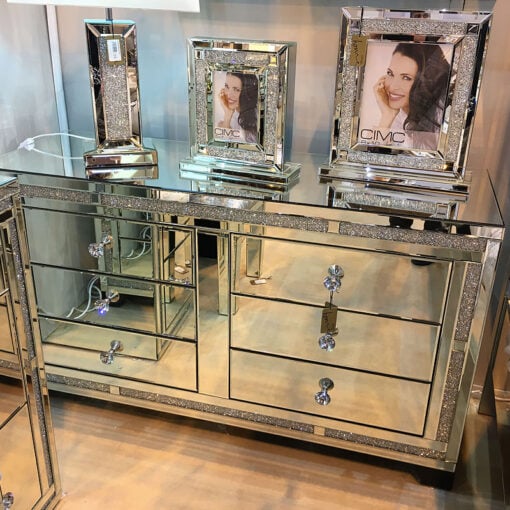 Diamond Glitz 6 Drawer Mirrored Cabinet