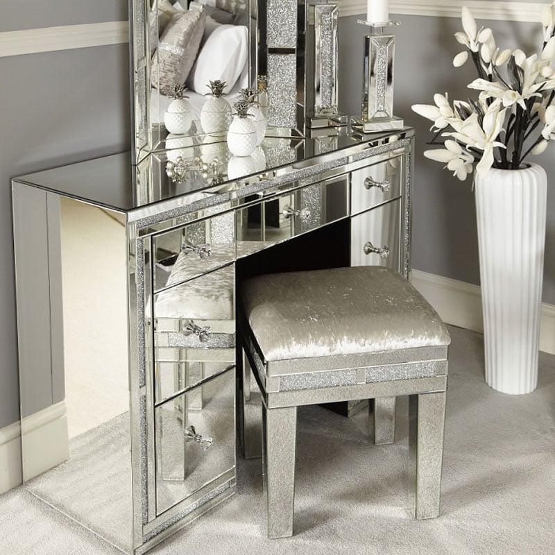 Diamond Glitz Mirrored 7 Drawer Dressing Table | Picture Perfect Home
