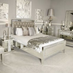 Crystal Diamond Mirrored King Size Bed