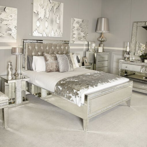 Diamond Glitz Mirrored King Size Bed