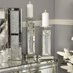 Crystal Diamond Mirrored Small Candle Holder