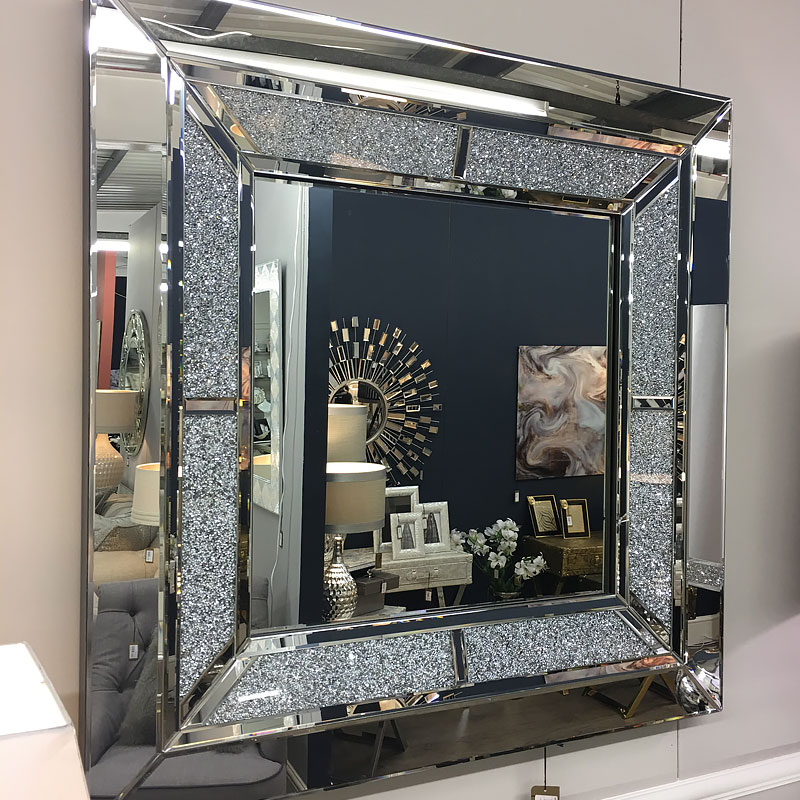 Diamond Glitz Large Square Wall Mirror, Large Square Decorative Mirrors