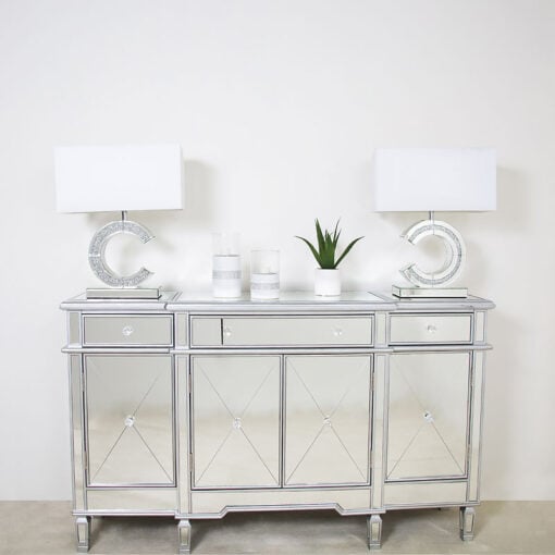 Diamond Glitz Mirrored ‘C’ Table Lamp Small
