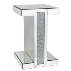 Diamond Glitz Mirrored Pedestal End Table