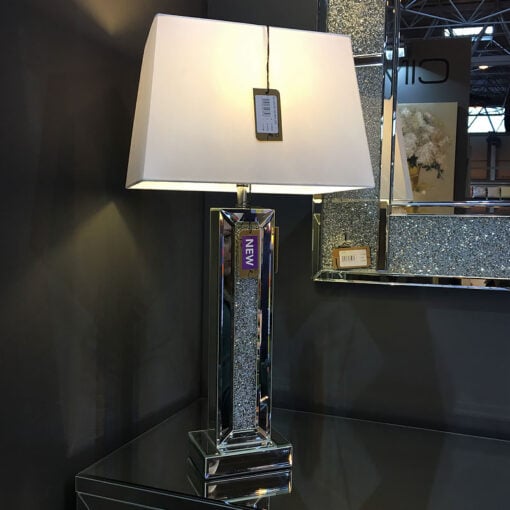 Diamond Glitz Mirrored Table Lamp 13”