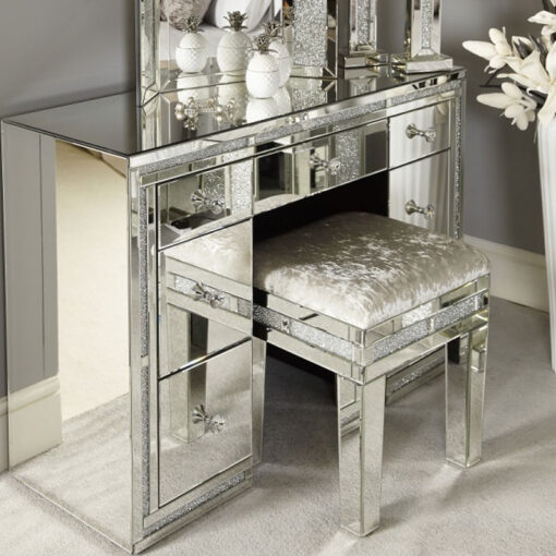 Diamond Glitz Mirrored Dressing Table Stool
