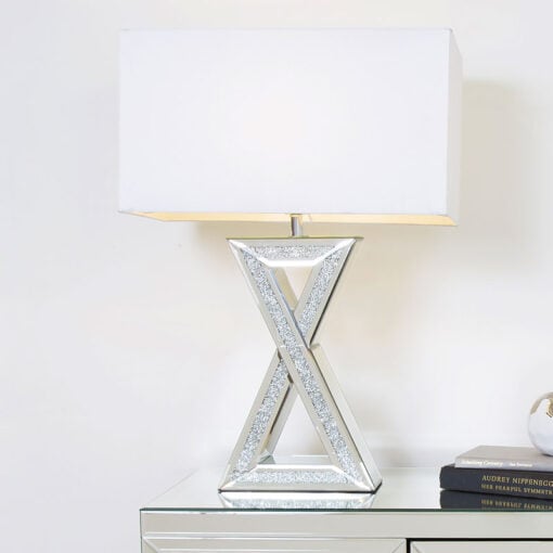 Diamond Glitz Mirrored X Table Lamp