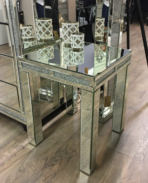 Diamond Glitz Mirrored End Table