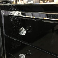Madison Black Glass 3 Drawer Bedside Cabinet