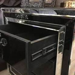 Madison Black Glass 3 Drawer Bedside Cabinet