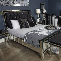 Madison Black and Mirrored King Size Bed Frame