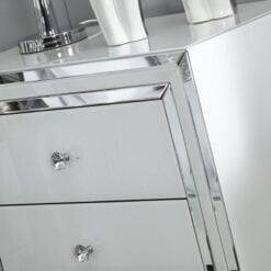 Madison White Glass 3 Drawer Bedside Cabinet