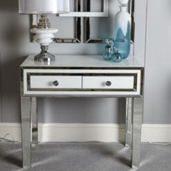 Madison White Glass Mirrored 2 Drawer Console Table