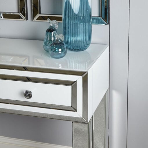 Madison White Glass Mirrored 2 Drawer Bedroom Console Dressing Table