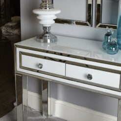 Madison White Glass Mirrored 2 Drawer Console Table