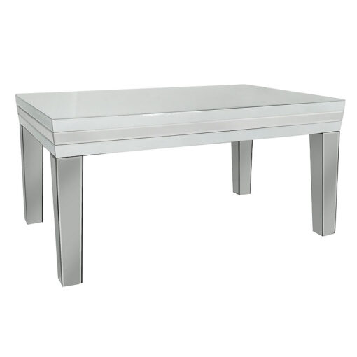 Madison White Glass Mirrored Coffee Table