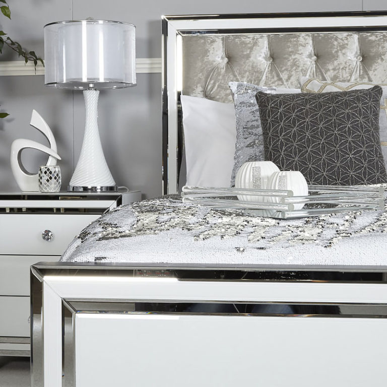 Madison White Mirrored King Size Bed Frame Picture Perfect Home