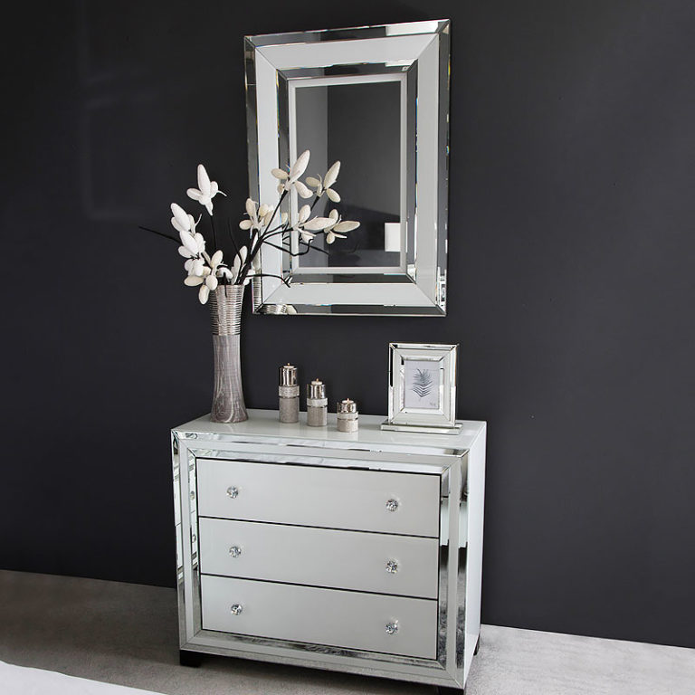 Madison White Rectangular Wall Hung or Over Dressing Table Mirror