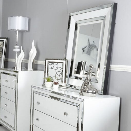 Madison White Rectangular Wall Hung or Over Dressing Table Mirror