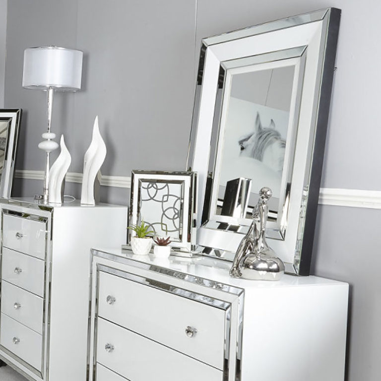 Madison White Rectangular Wall Hung or Over Dressing Table Mirror ...
