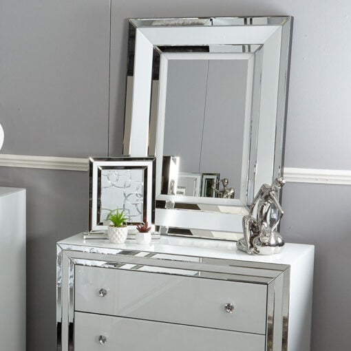 Madison White Rectangular Wall Hung or Over Dressing Table Mirror