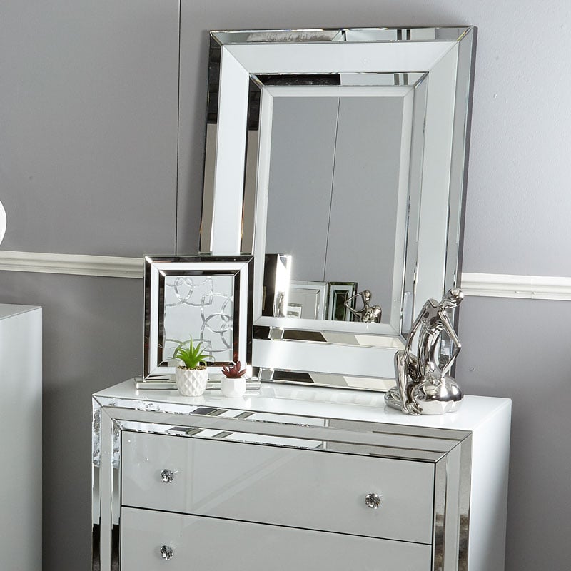 Madison White Rectangular Wall Hung or Over Dressing Table Mirror ...