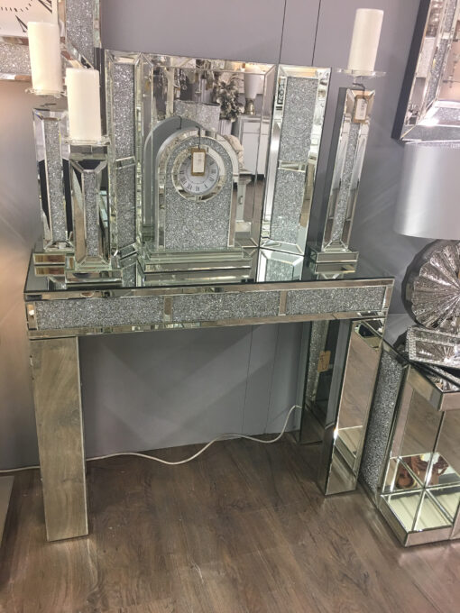 Diamond Glitz Mirrored Bricks Console Table