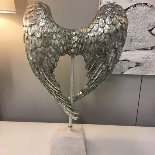 Antique Silver Distressed Angel Wings Sculpture