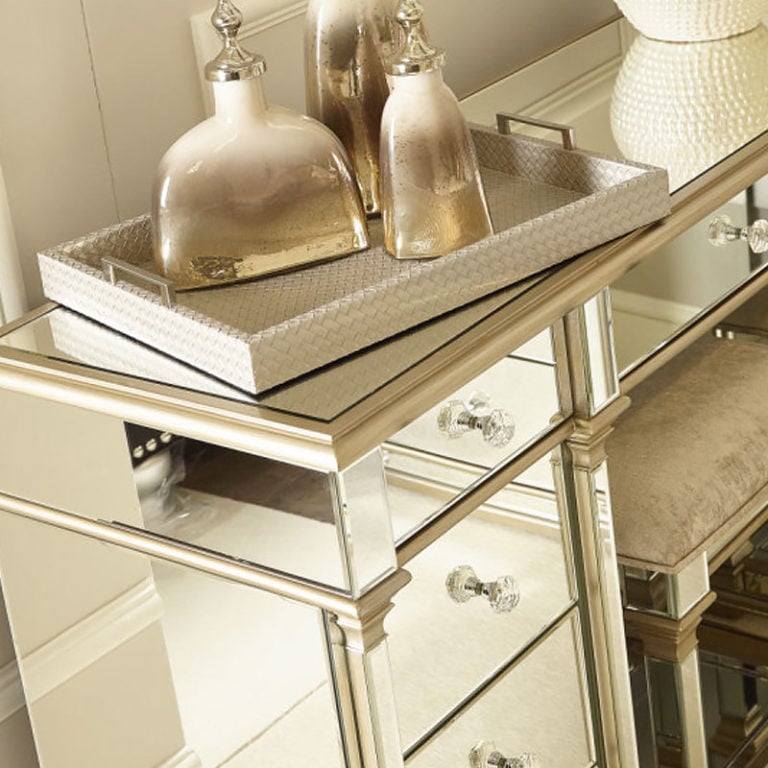 Athens Gold Mirrored 9 Drawer Dressing Table Picture Perfect Home