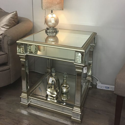 Athens Gold Mirrored End Side Table