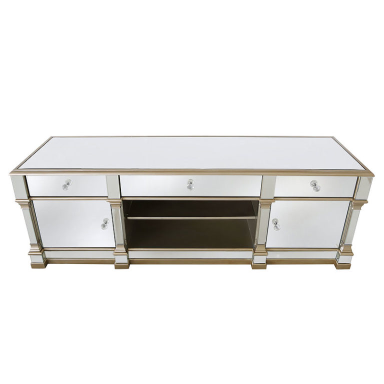 Athens Gold Mirrored TV Entertainment Stand Large Picture Perfect Home