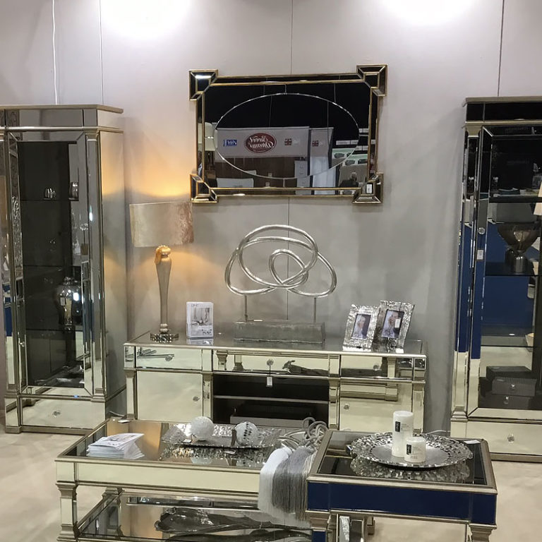 Athens Gold Mirrored TV Entertainment Stand Large Picture Perfect Home