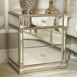 Athens Gold Mirrored 3 Drawer Chest Bedside Cabinet Bedside Table