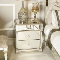 Athens Gold Mirrored 3 Drawer Chest Bedside Cabinet Bedside Table