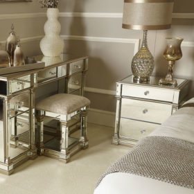 Athens Gold Mirrored 3 Drawer Chest Bedside Cabinet Bedside Table ...