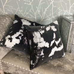 Black and White Mermaid Sequin Cushion Large