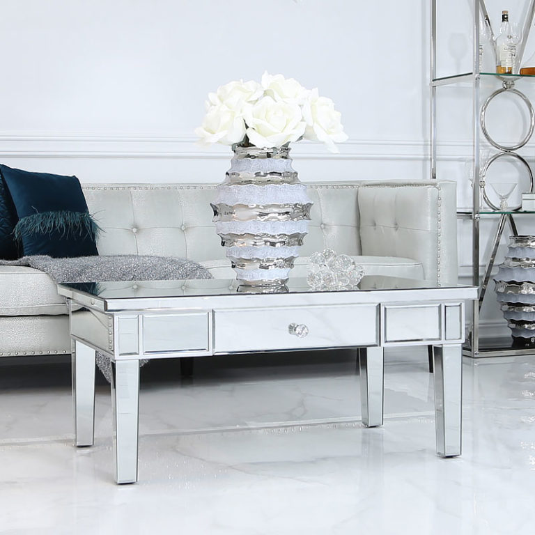 Classic Mirror 1 Drawer Mirrored Coffee Table | Picture Perfect Home