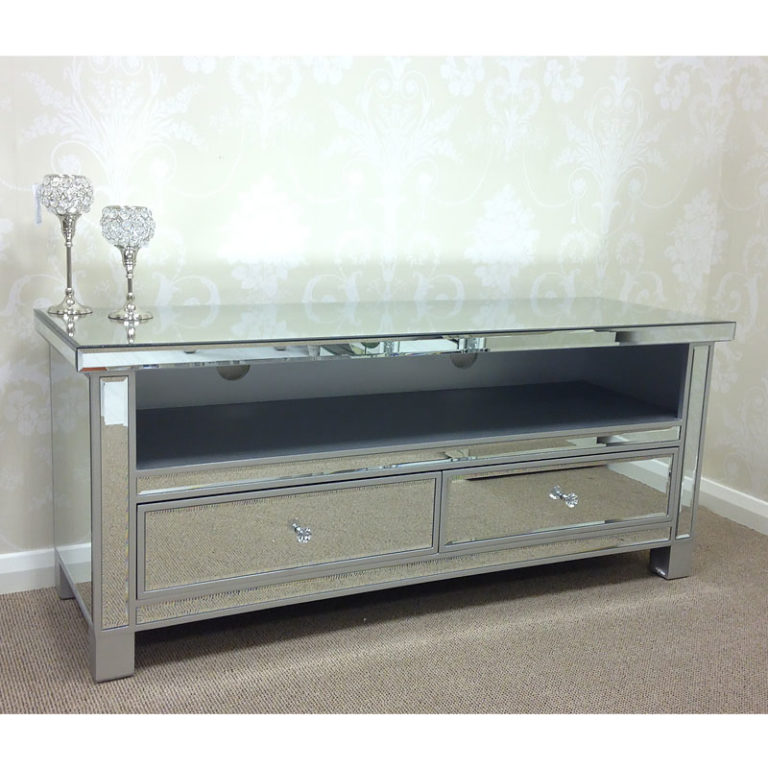 Classic Mirror Mirrored Widescreen TV Entertainment Stand Picture