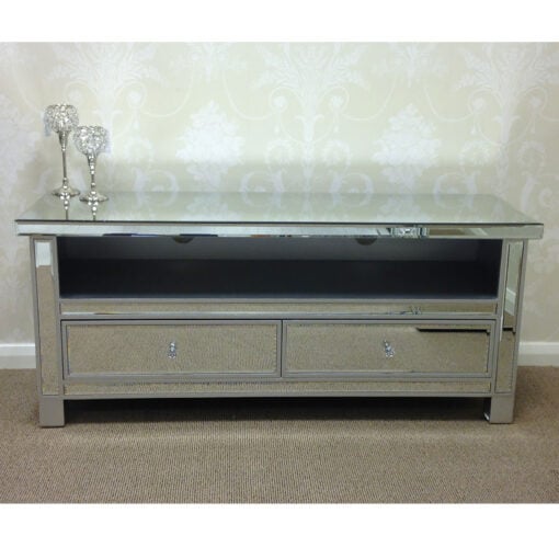 Classic Mirror Mirrored Widescreen TV Entertainment Stand