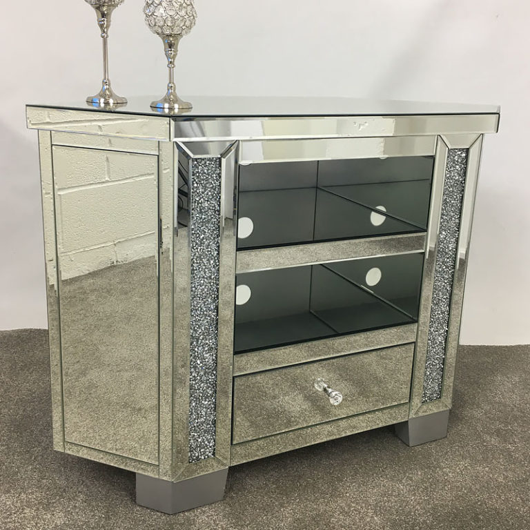 Diamond Crush Tall Mirrored Corner TV Picture Perfect Home