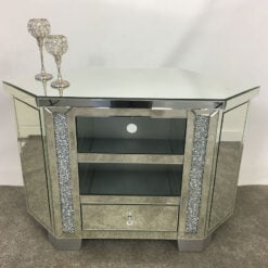 Diamond Crush Mirrored Corner TV Cabinet