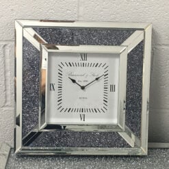 Diamond Crush Mirrored Square Wall Clock