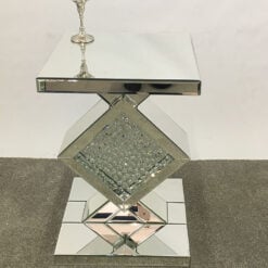 Floating Crystal Clear Glass Mirrored End Table
