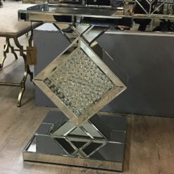 Floating Crystal Clear Glass Mirrored End Table