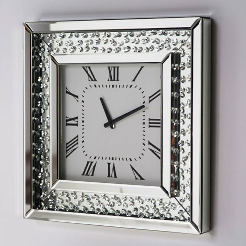 Floating Crystal Glass Mirrored Wall Clock Picture Perfect Home