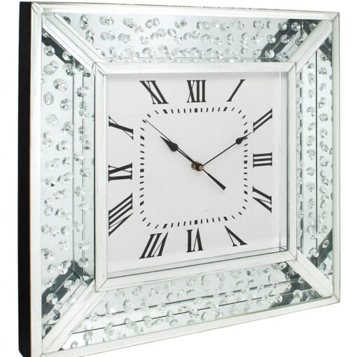 Floating Crystal Glass Mirrored Wall Clock