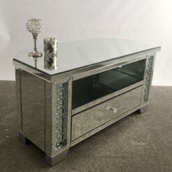Floating Crystal Mirrored 1 Drawer TV Cabinet
