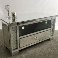 Floating Crystal Mirrored 1 Drawer TV Cabinet