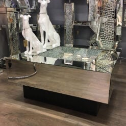 Floating Crystal Mirrored & Black Coffee Table